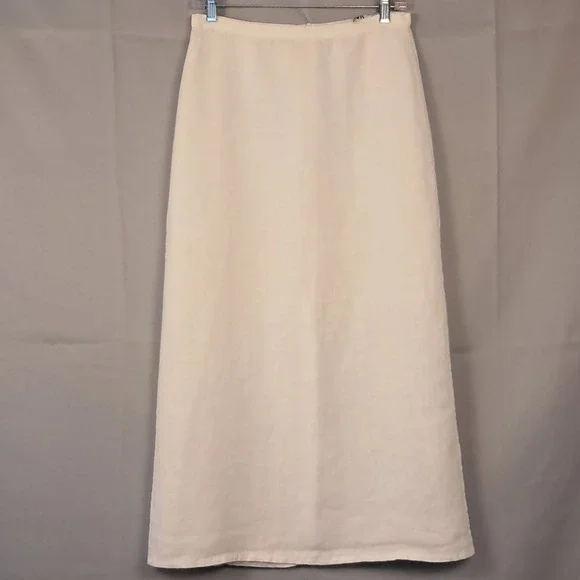 ZARA S 100% White Linen Maxi Skirt A-Line High Waist Back Slit Summer Beach - Picture 1 of 6